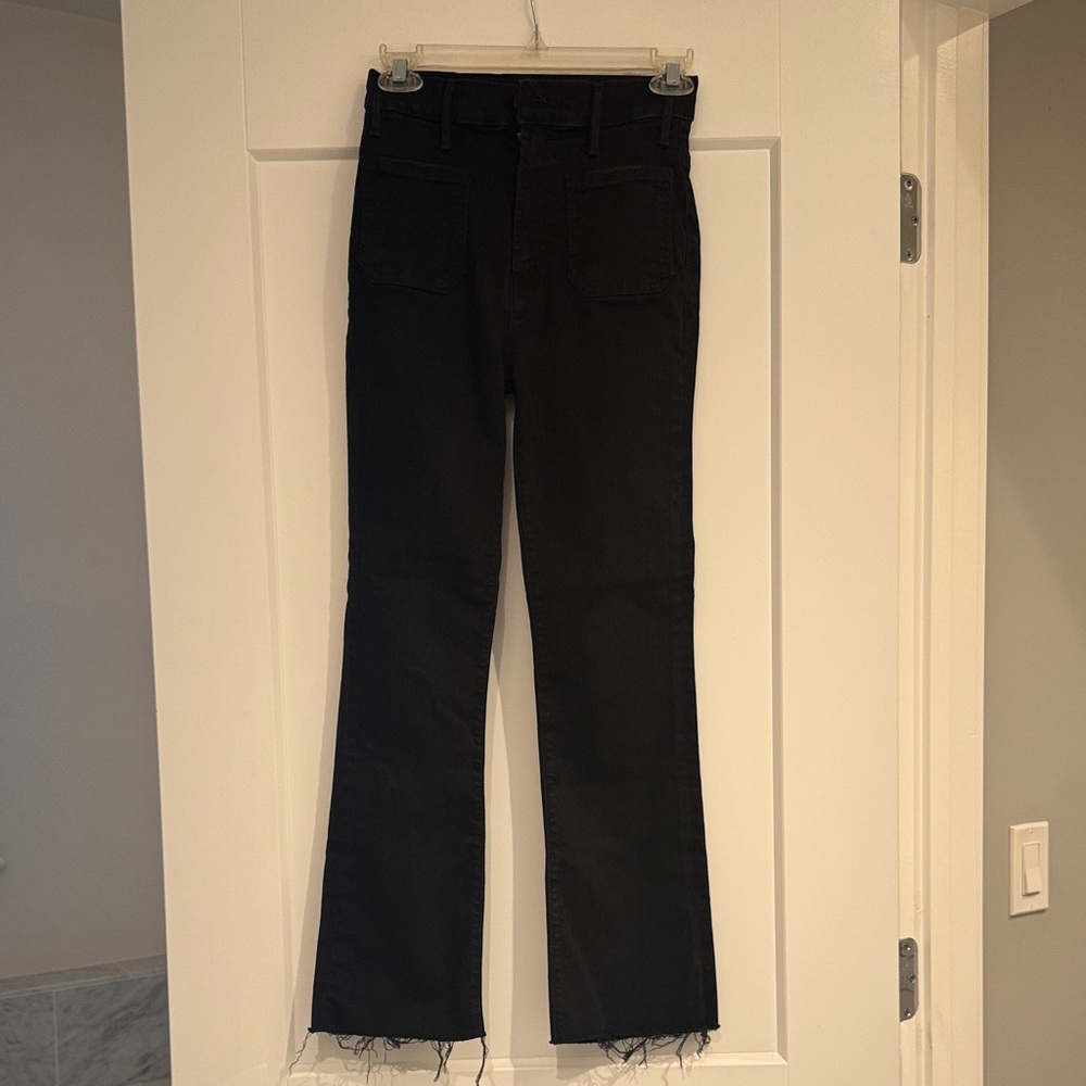 MOTHER Straight-Leg High-Rise Black Jeans